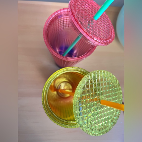 NWT Starbucks Strawberry Lemonade Ombre Disco Grid Summer 2022 Venti Tumbler - Picture 4 of 9